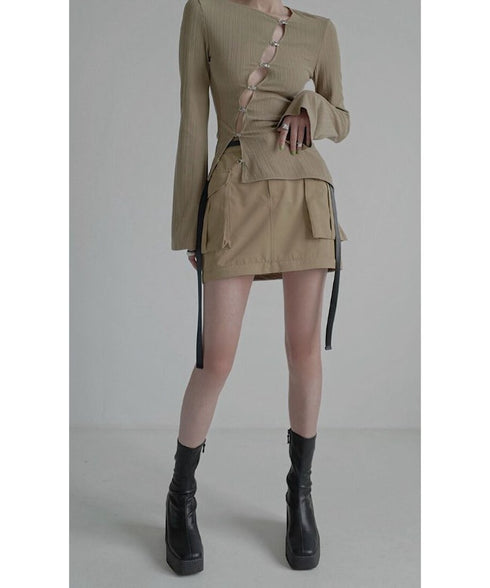 Asymmetric Cut-Out Hook Cardigan